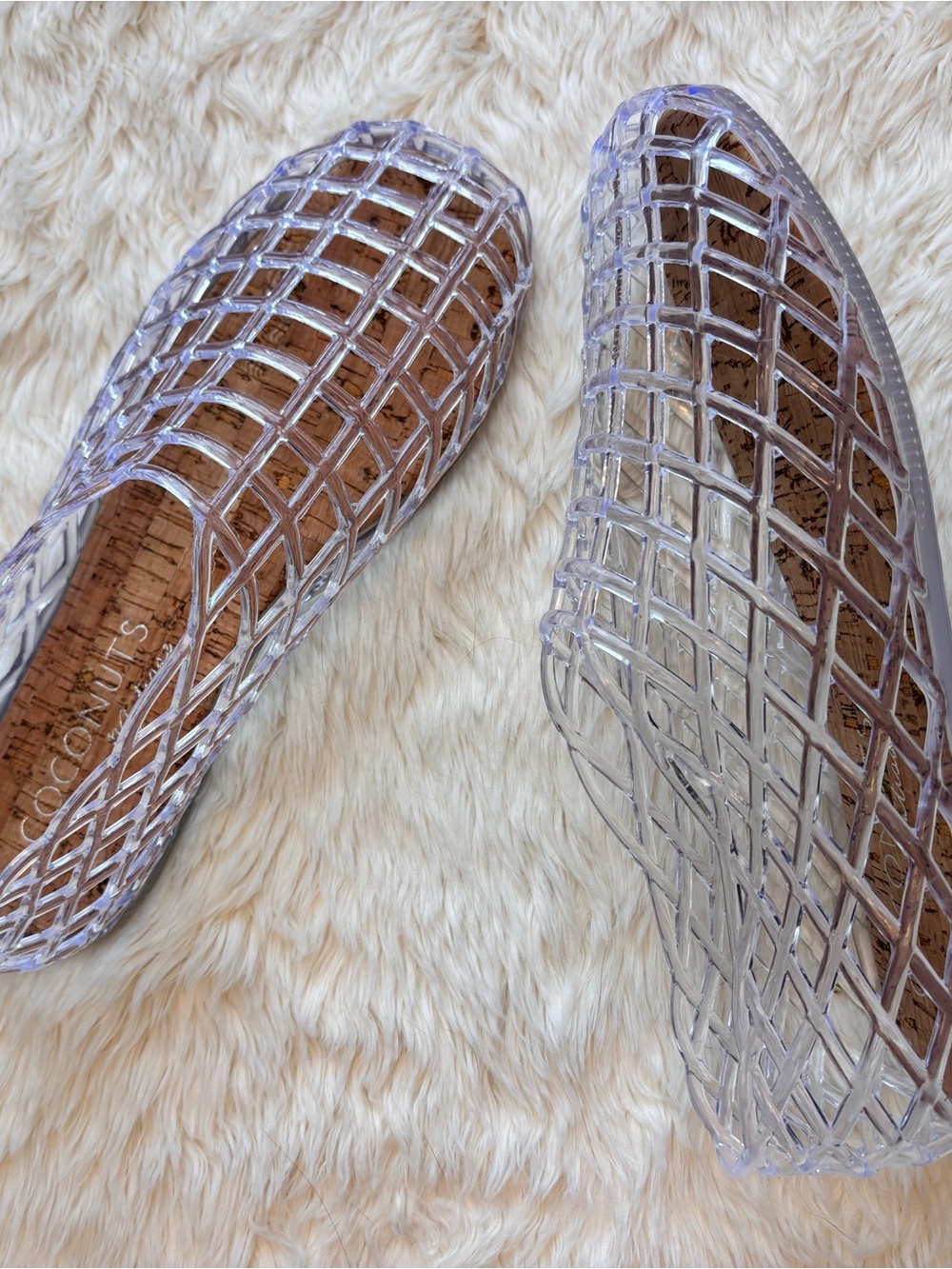 Coconuts by Matisse Clear Marlow Round Toe Basketweave Jelly Flats Womens 9